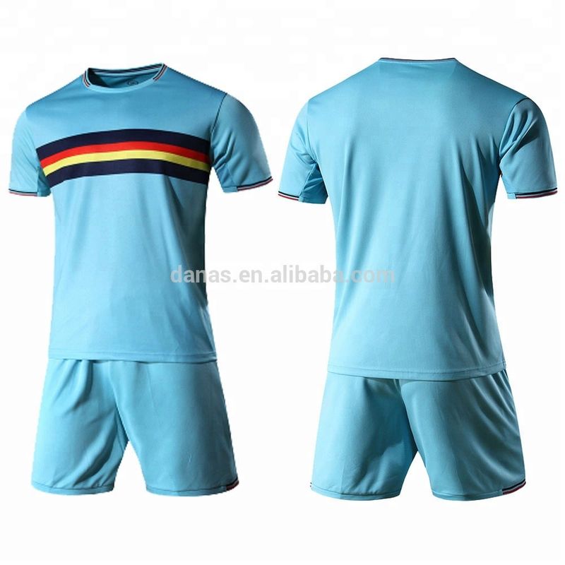 Custom Nice Quality Quick Dry Soccer Jersey Sky Blue Football Uniform