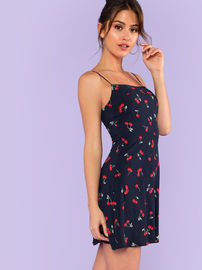 Fashion women's sweet mini slim fit dress with cherry printing