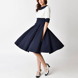 Round neck half sleeve high waist umbrella women dress