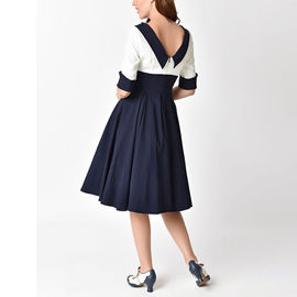 Round neck half sleeve high waist umbrella women dress